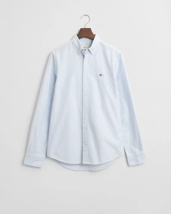 Slim fit stripete oxfordskjorte