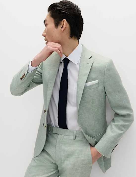 2-tlg. schmal geschnittener Anzug mit Stretchanteil und Strukturmuster