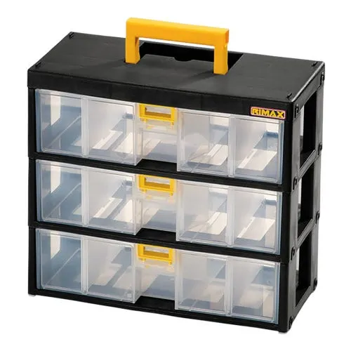 Caja organizadora Rimax modular con gavetas 3x80 mm transparente/negro