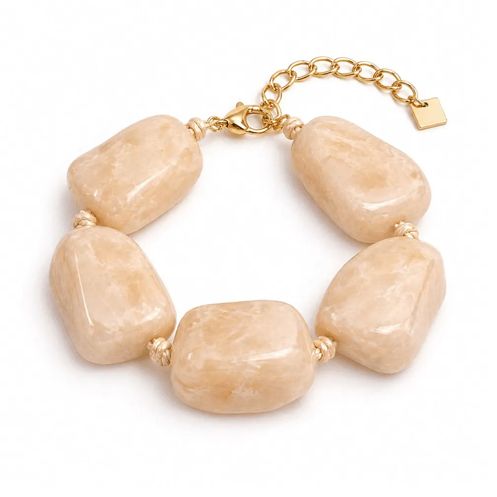 Armband in edelstaal, grote kralen