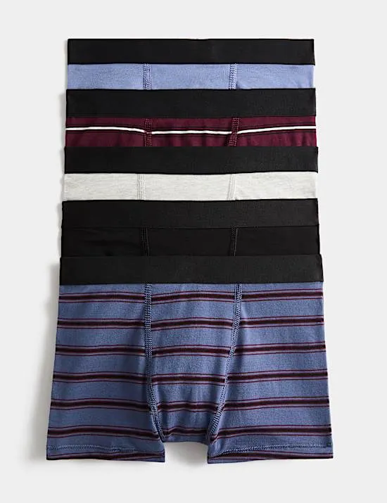 5er-Pack gestreifte Shorts mit hohem Baumwollanteil (5–16 J.)