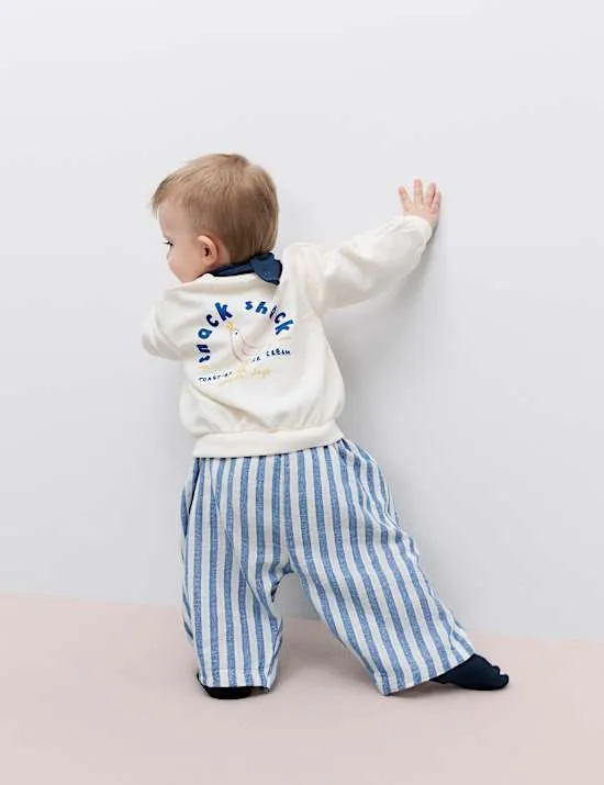 3 Piece Seagull Sweat & Striped Trousers Outfit (0-5 Yrs)
