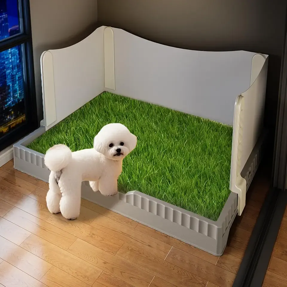 Oneluck Dog Litter Box with High Pee Walls,30" x 22" Indoor Puppy Pee Pad Holder,Protection Wall Every Side for No Leak, Spill, Accident,Grey