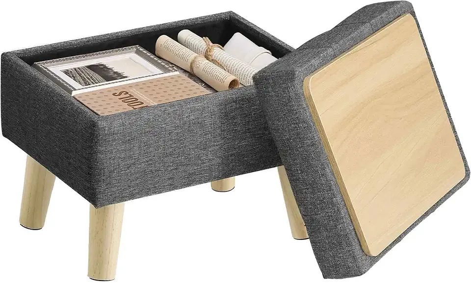 Foot Stool Ottoman, Small Storage Ottoman with Legs, 15.7 Inches