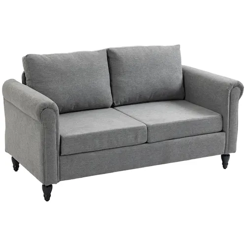 Curved Armrests Loveseat Sofa, Light Grey