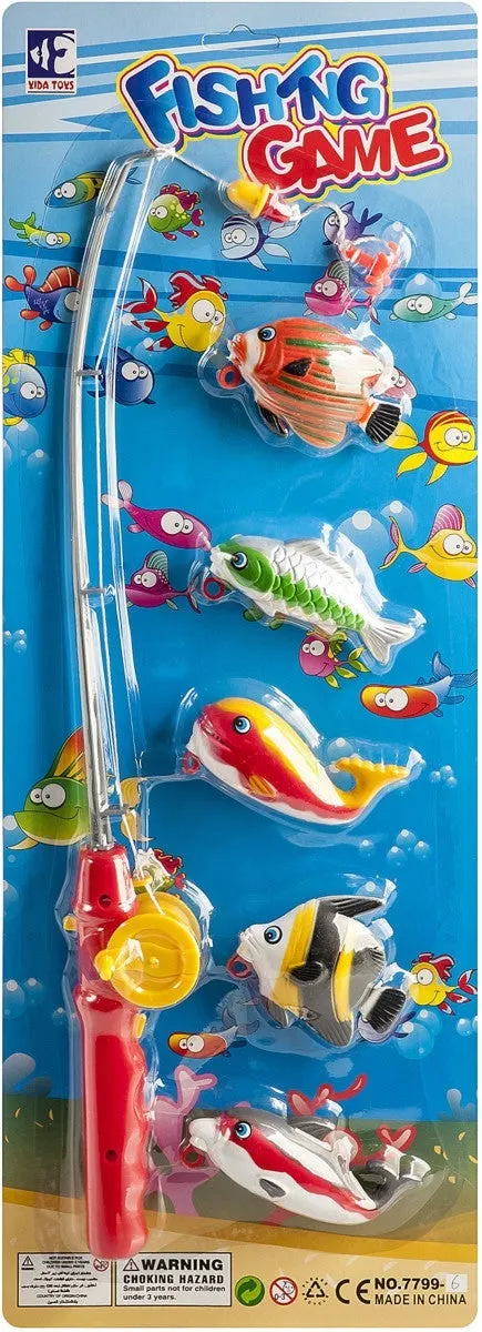 Fiskestang m/krok og 5 fisker