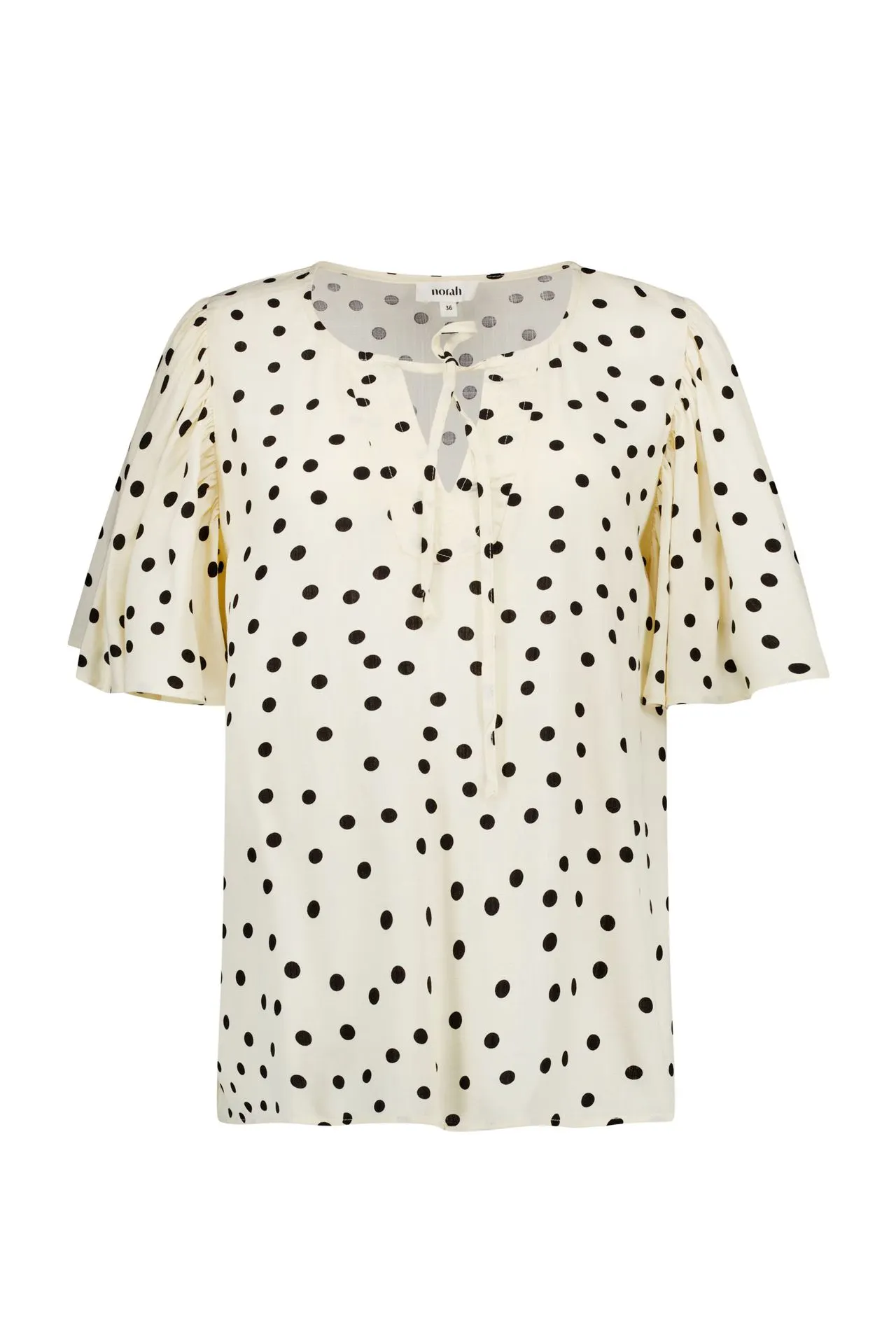 Ecru/zwarte polkadot blouse