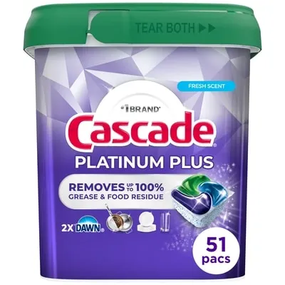 Platinum Plus Dishwasher Pods, Fresh, 51 Count