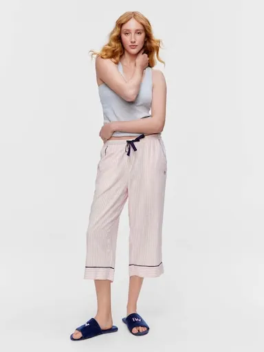 Pink Stripe 100% Cotton 3/4 Pj Pant
