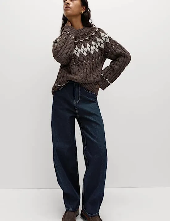 Mid Rise Barrel Jeans