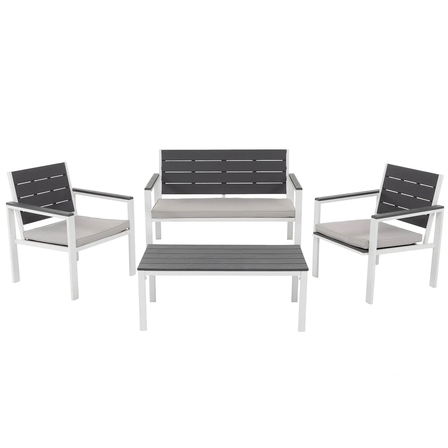 Set da giardino in acciaio Bianco con Doghe Effetto Legno Antracite