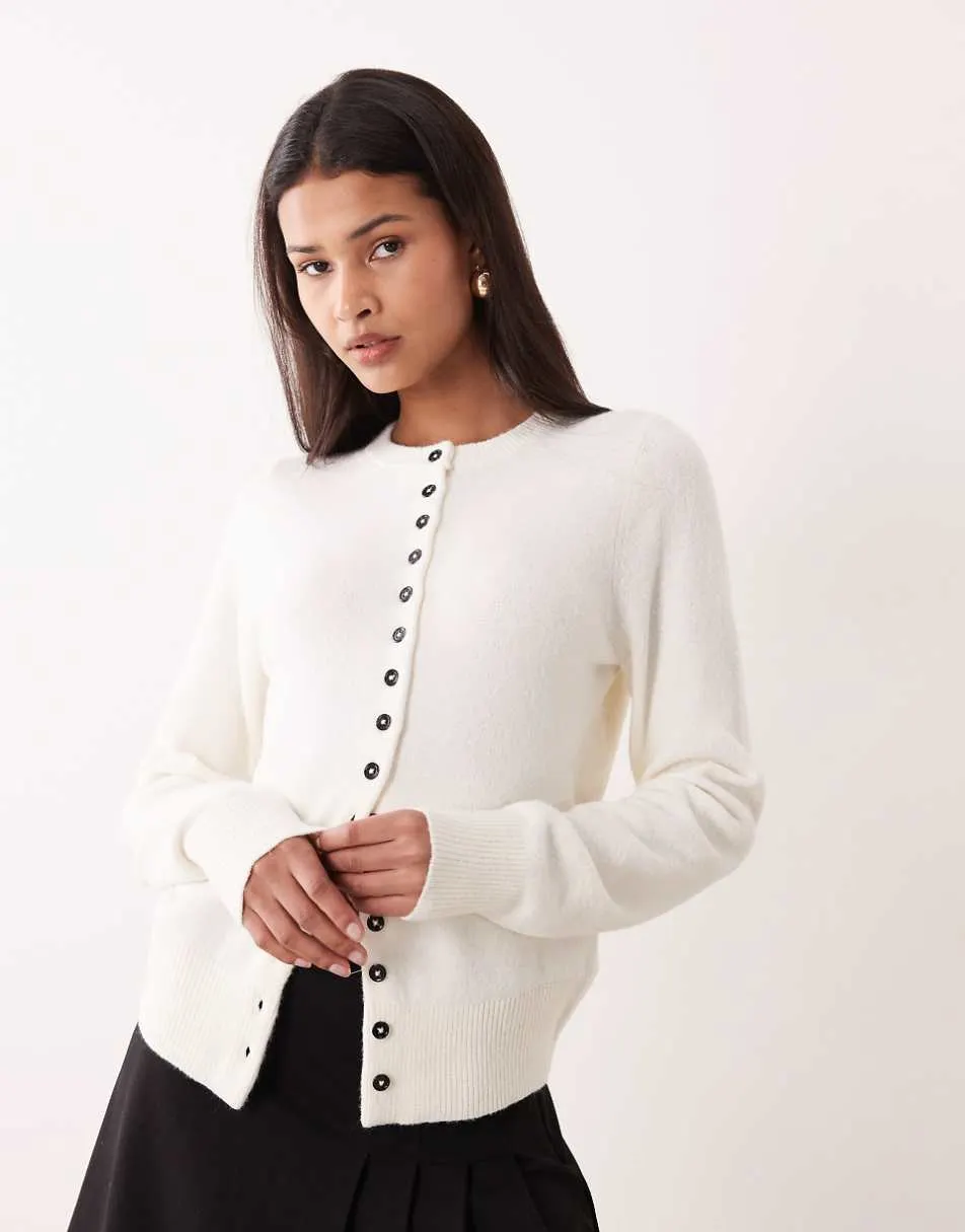 ASOS DESIGN fitted cardigan in cream