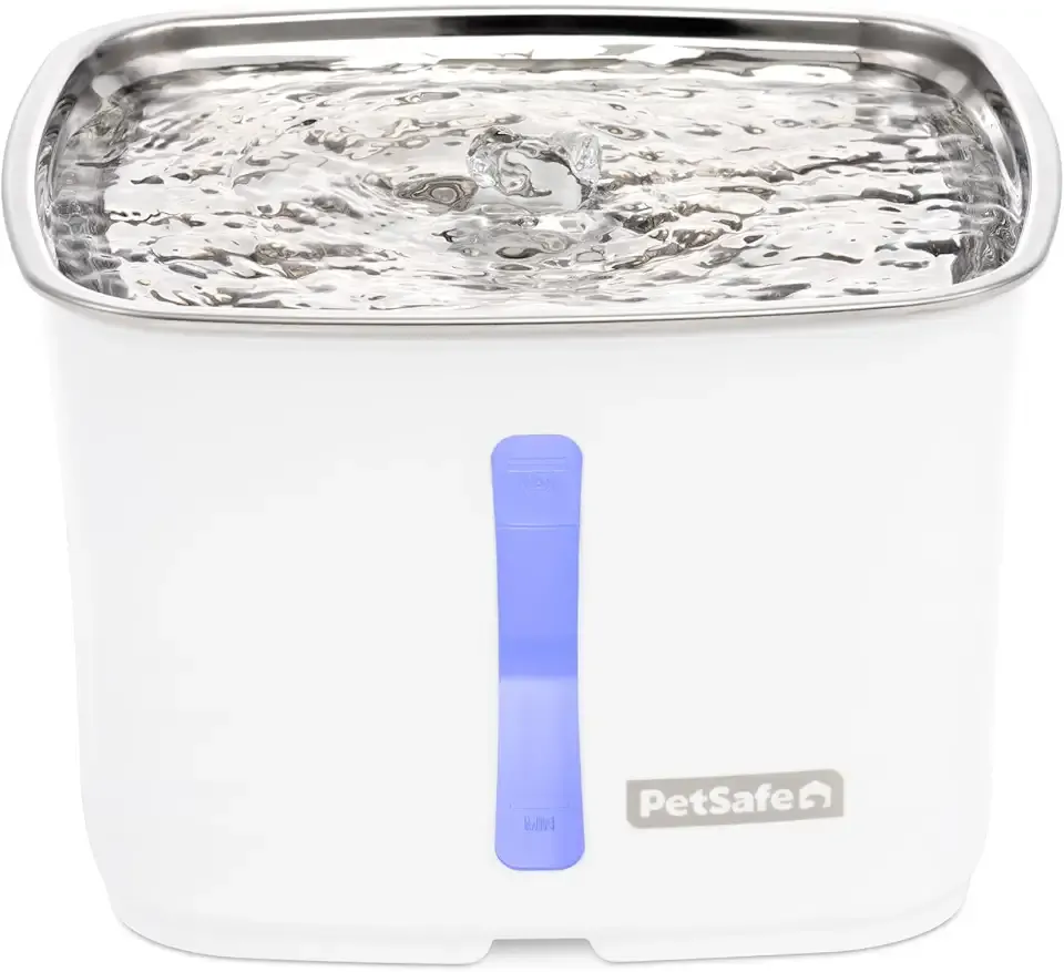 PetSafe Viva Pet Fountain - Encourages Healthy Hydration - Automatic Water Dispenser with Double Filtration - Ultra Quiet Water Fountain - Easy to Assemble - Dishwasher Safe - Stainless Steel - 64 oz