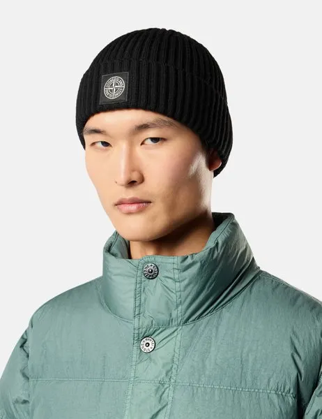 N100002 Ribbed Wool Beanie Black