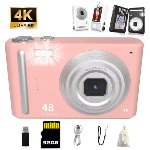 4K Digital Camera for Photography Autofocus 48MP Vlogging Camera with SD Card Compact Travel Camera for Beginners, Teens and Adults with 16X Zoom