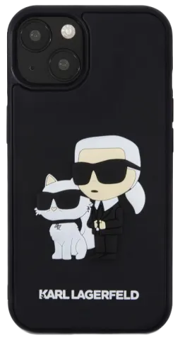 Pouzdro iPhone 15 Karl Lagerfeld 3D Rubber K&CH černá