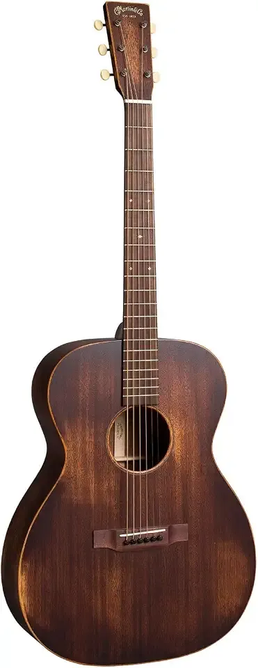 Martin 000-15M StreetMaster® Acoustic Guitar – All-Solid Mahogany Top, Back & Sides | Distressed Satin Finish | Non-Scalloped Spruce X-Bracing | 000 Auditorium Body Size | 25.4" Long Scale