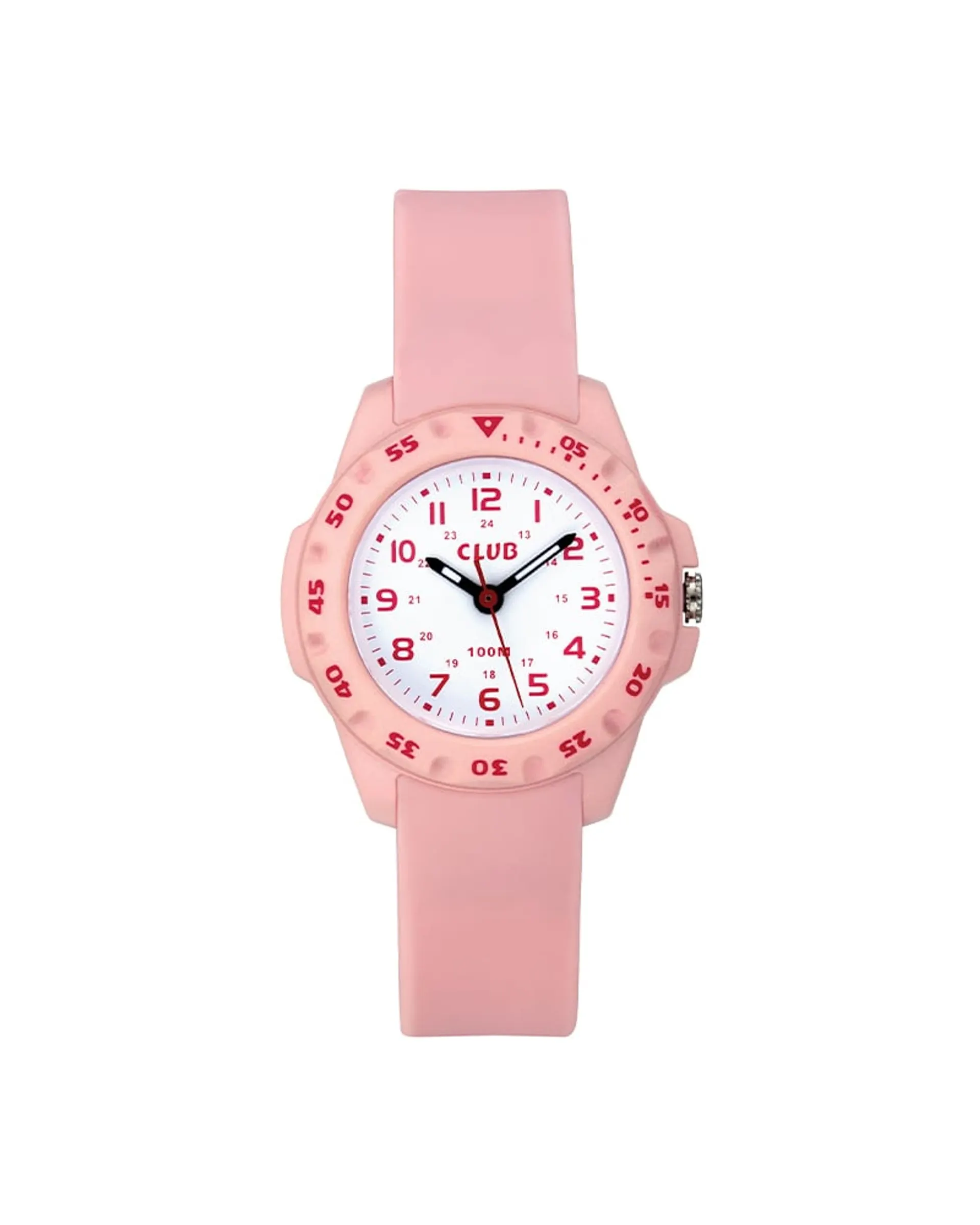 Sport barneklokke med rosa silikon rem (35mm)