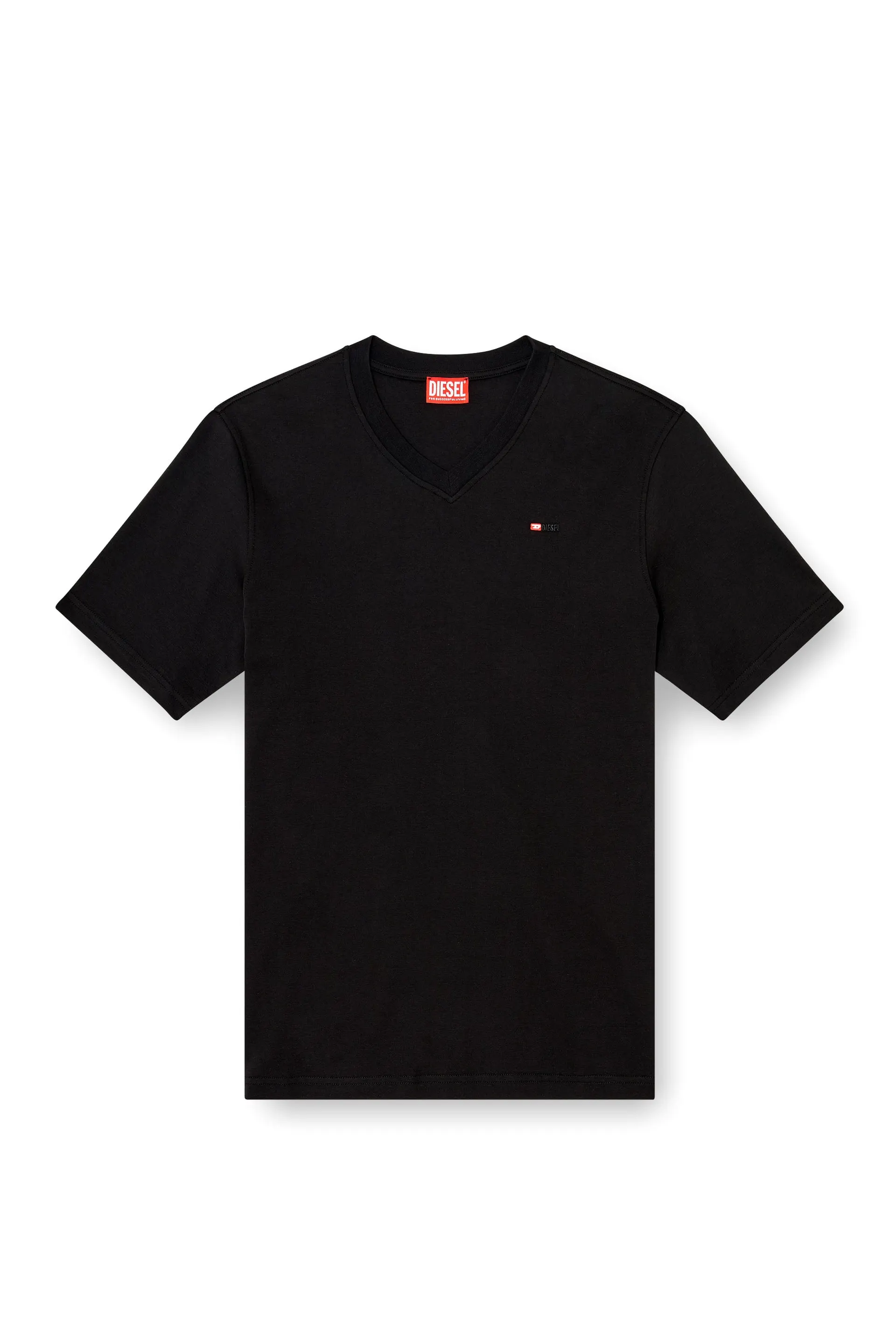 V-neck T-shirt with micro logo embroidery
