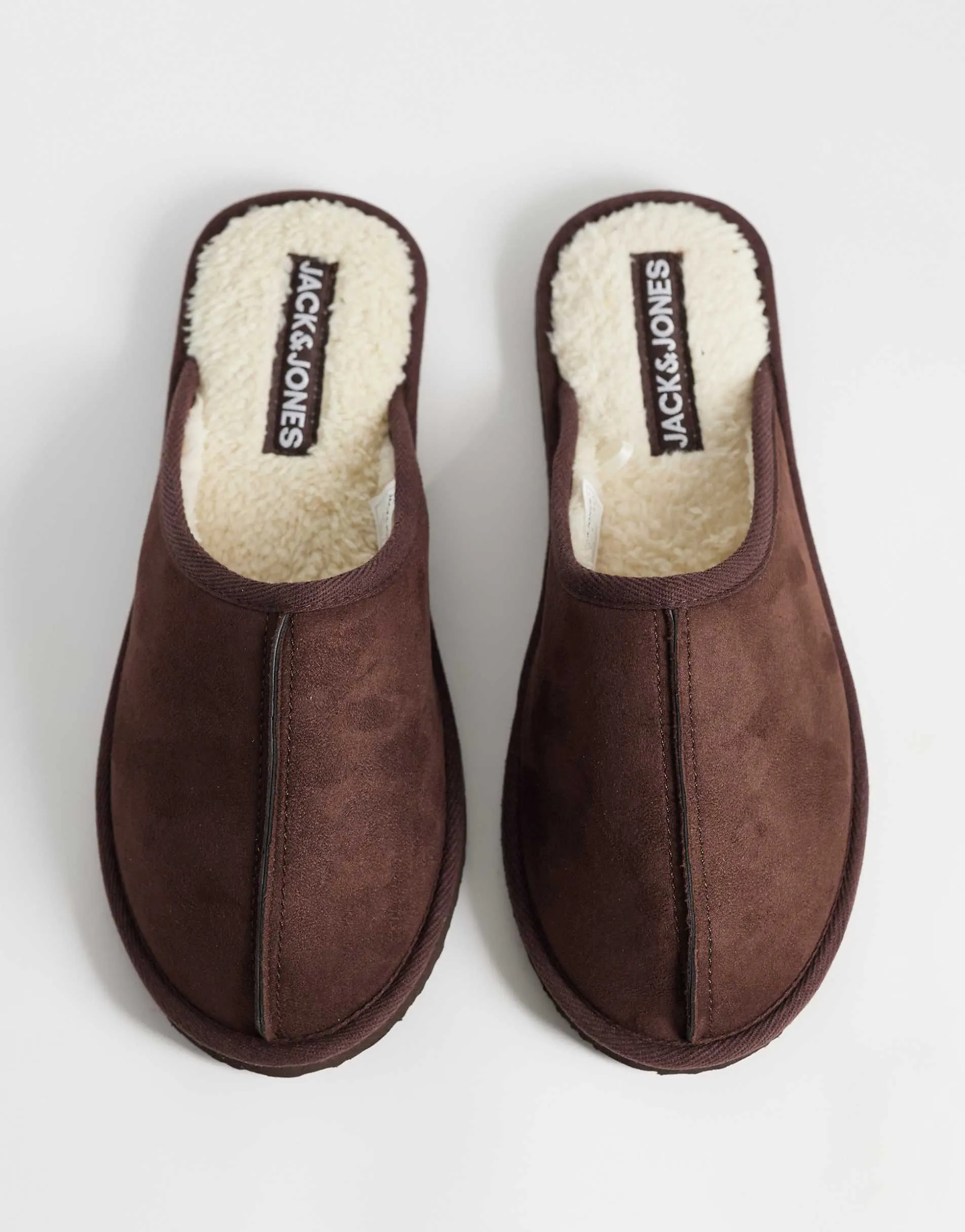 Jack & Jones faux suede slip on slipper in brown