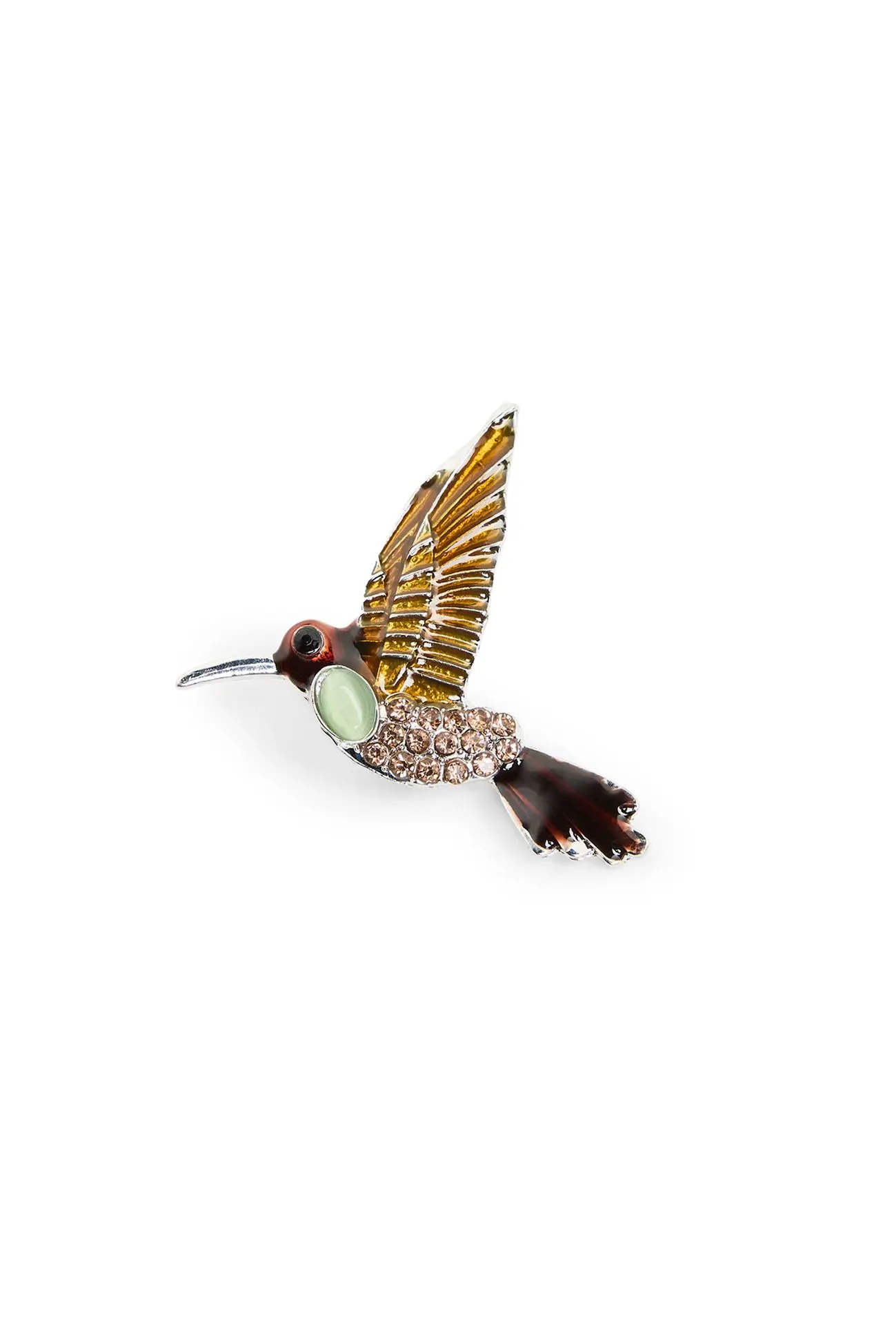 Zilverkleurige broche kolibrie