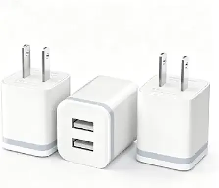3 Pack Dual Port USB Cube Wall Charger,5V 2.1A Compact Wall Plug Adapter Block- Fast Charging Brick for Phones,Tablets,Dual Port Cube Adapter Block -Compact Power Charging for Travel Office XT5549