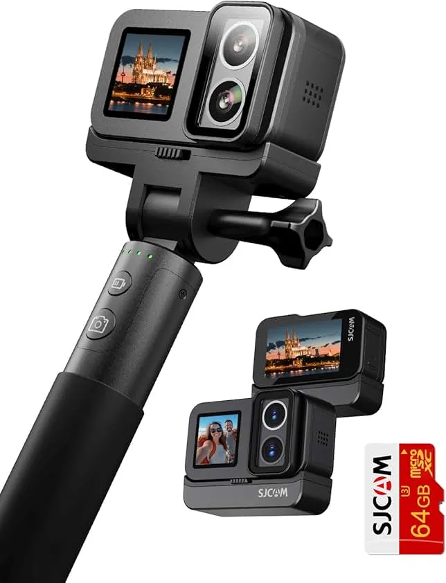 SJCAM SJ20 Ultra Night Vision & 4K Action Cam,8H Power,4K Dual Lens,154° Wide-Angle FOV,Low-Light Motion,Super Stabilization,8X Zoom,30M Underwater Camera for Snorkling,Surfing,Diving,Camcorders