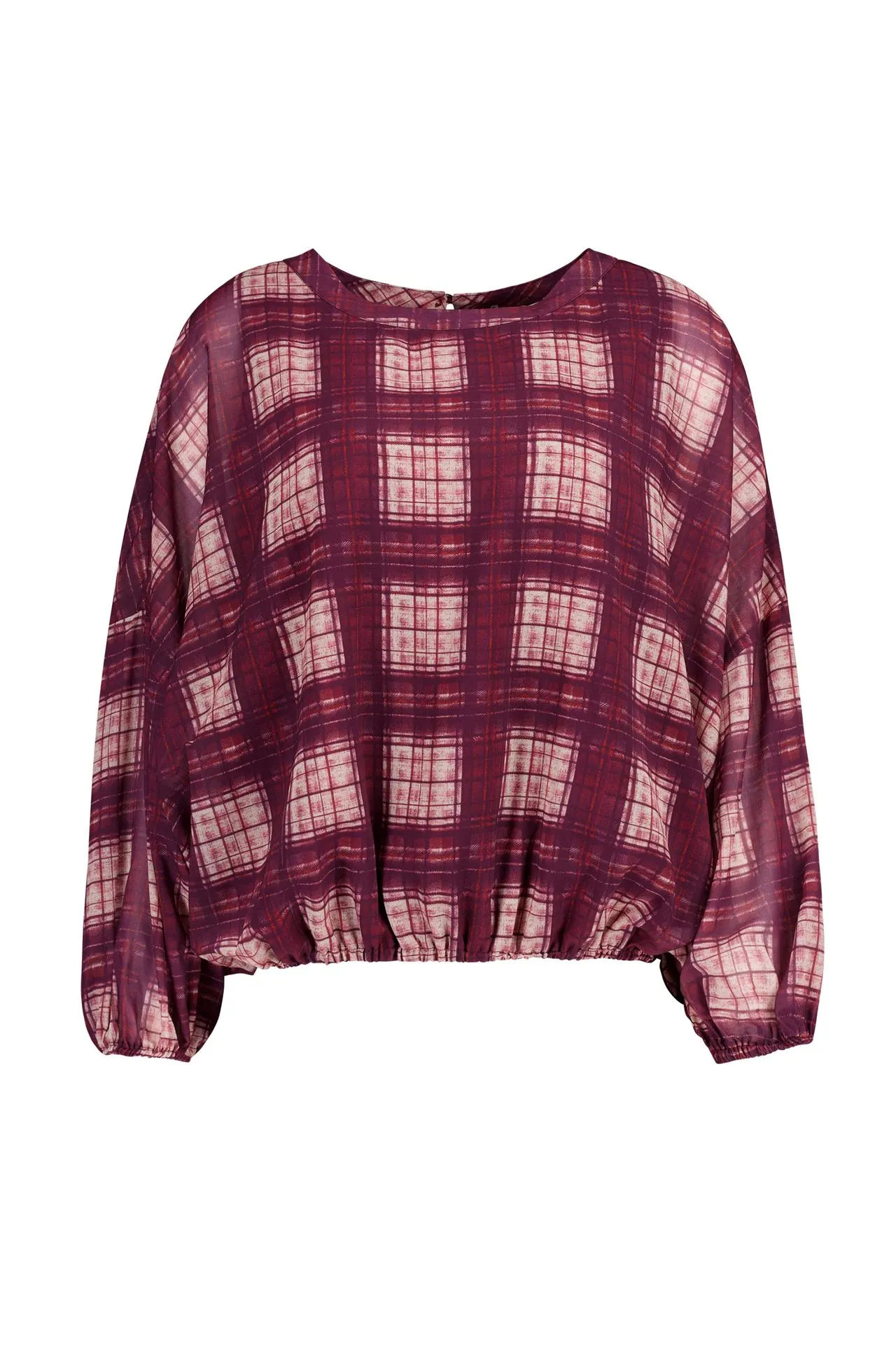 Paarse blouse met grafische print