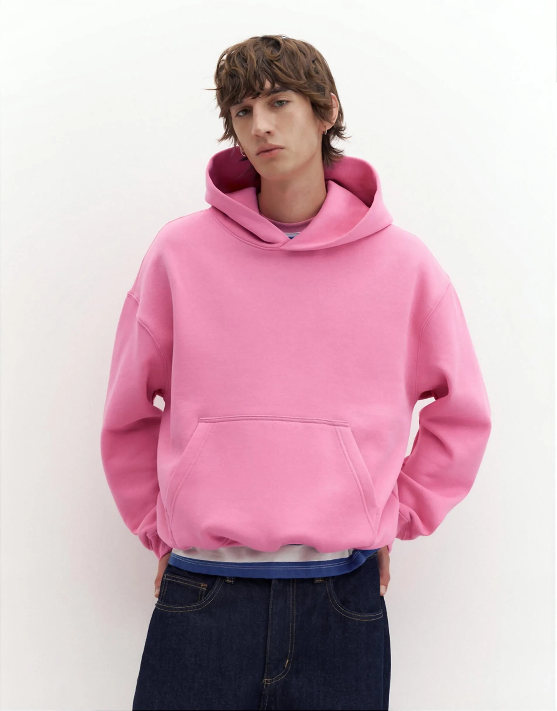 Pull&Bear Boxy fit hoodie in pink