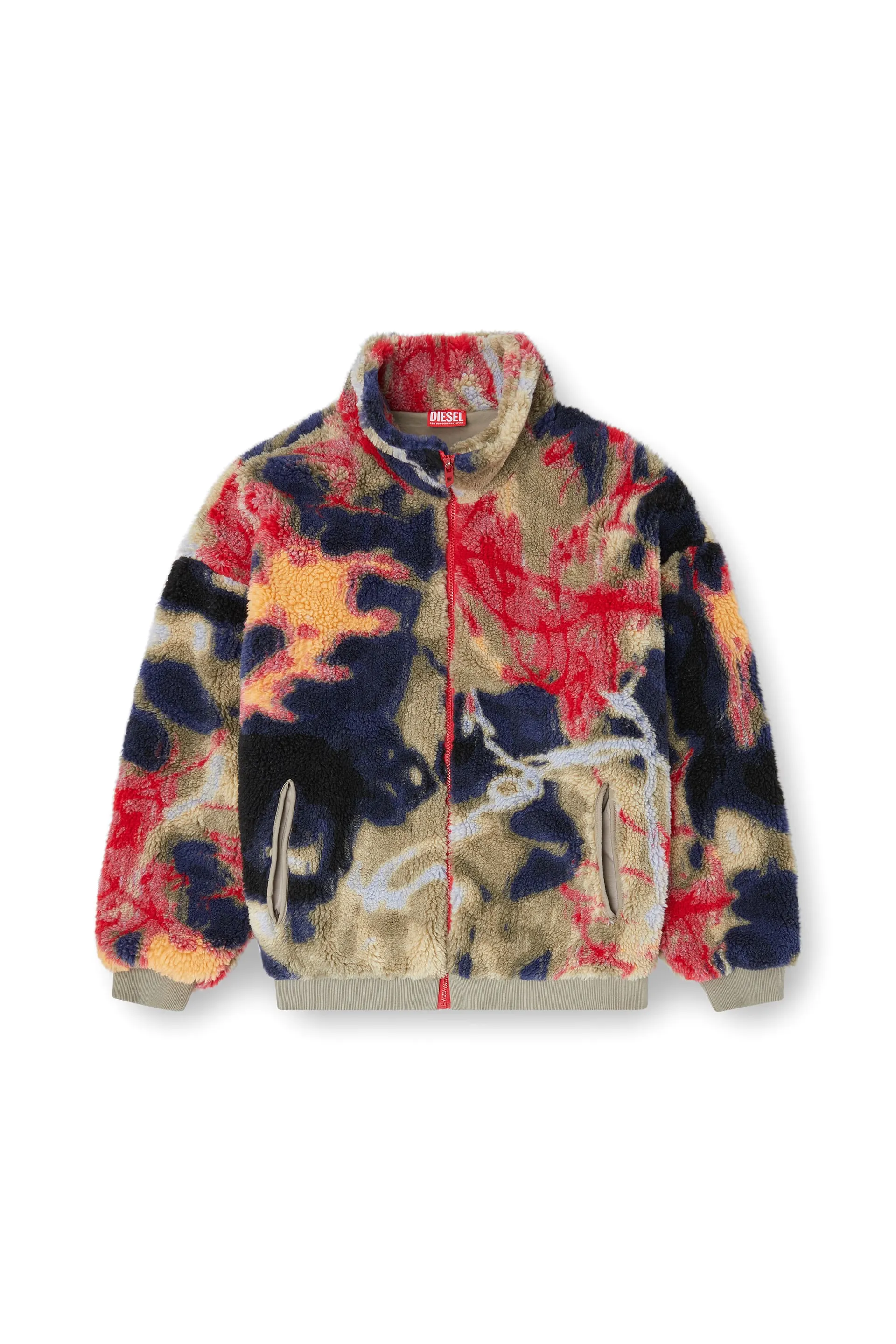 Teddy-fleece jacket with graffiti motif
