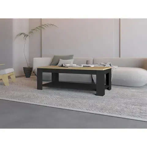 Mesa De Centro Cecil 120x60x415 Cm Fresno Y Wengue
