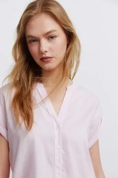 Camisa algodón cuello mao