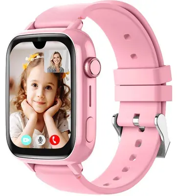 Protectly 4G GPS-Kinder-Smartwatch mit Telefonfunktion und SIM-Karte – SOS, Videoanruf, Kamera, WhatsApp und SMS – Rosa