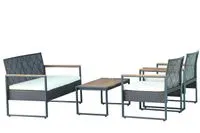4tlg. Gartenmöbel-Set Bistrotisch mit 2 Stühlen und 1 Bank in Rattanoptik
