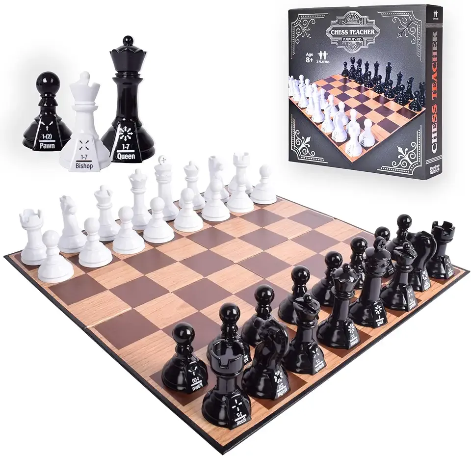 Elbow Room Games Chess Teacher Set - Educational Chess Board with Movement Indicators, Perfect for Beginners and All Skill Levels, Ideal for Family Game Nights and Learning Strategy
