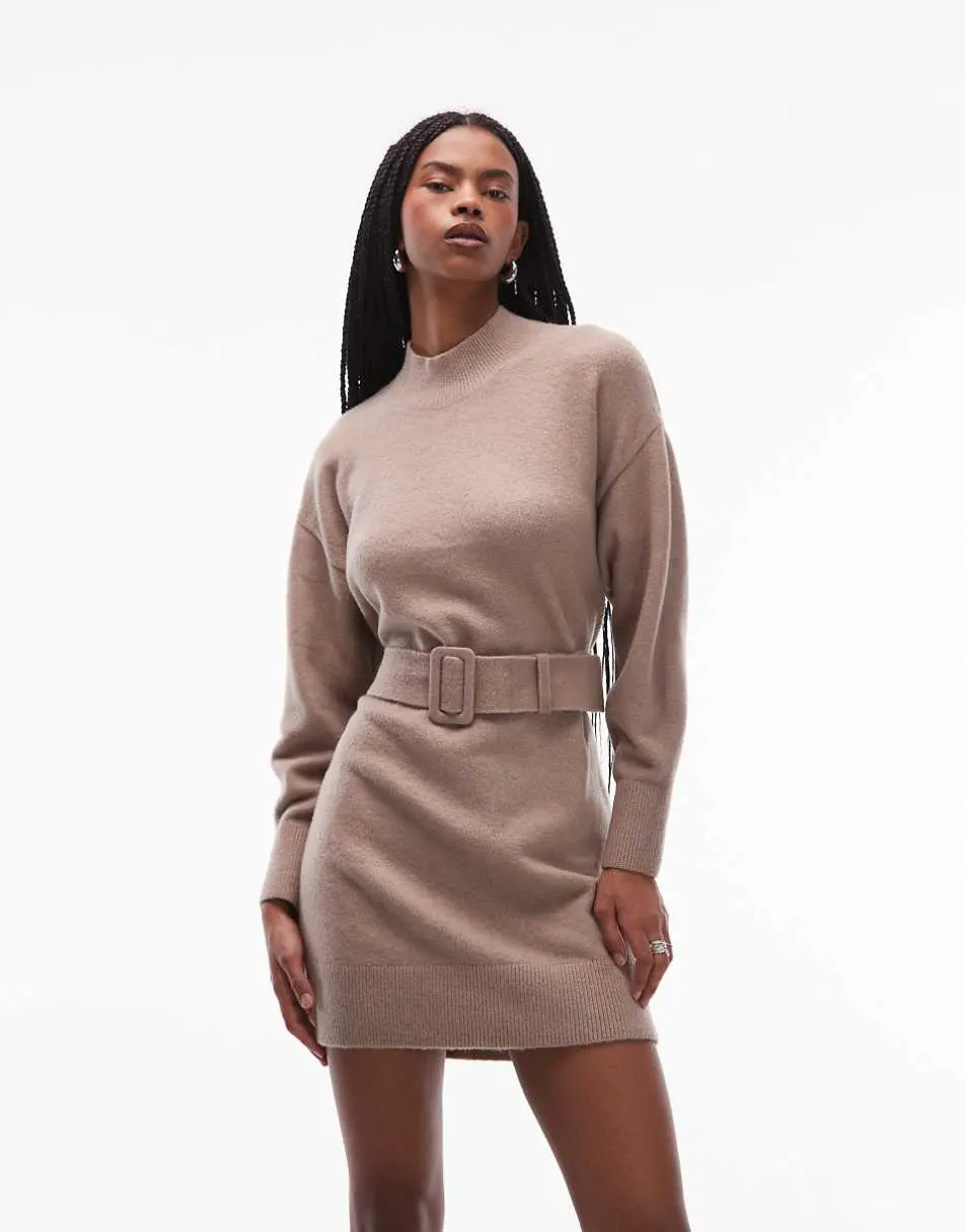 & Other Stories belted knitted dress in beige