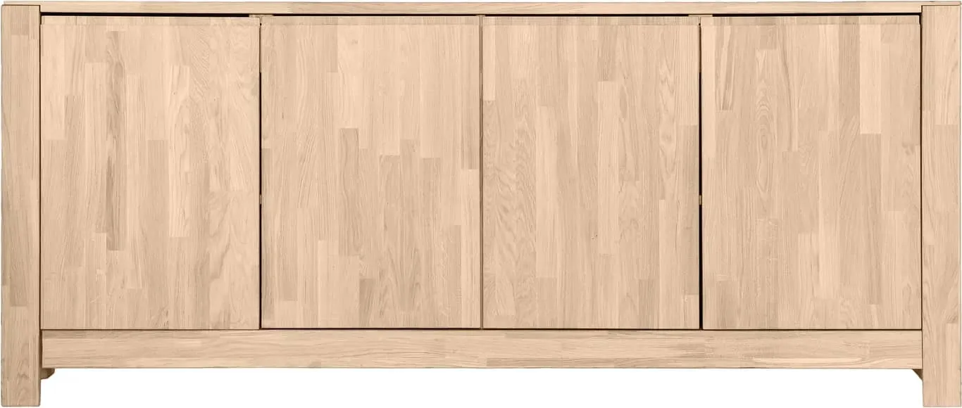 Lugano skjenk 200 x 41, H 85 cm med 4 dører, hvitoljet eik