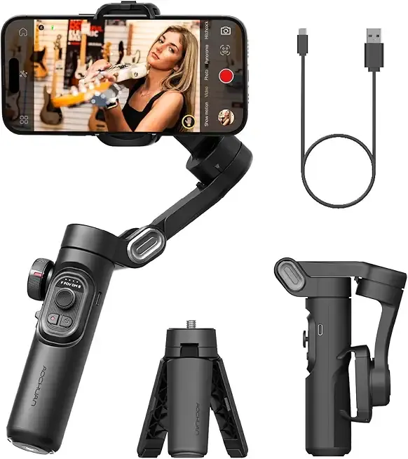 Phone Gimbal Stabilizer, 3-Axis Smartphone Foldable Handheld Gimbal for iPhone with Focus Wheel, TikTok/YouTube Vlog Stabilizer for iPhone 17/16/15/14/13 Pro Max & Android – Smart XE