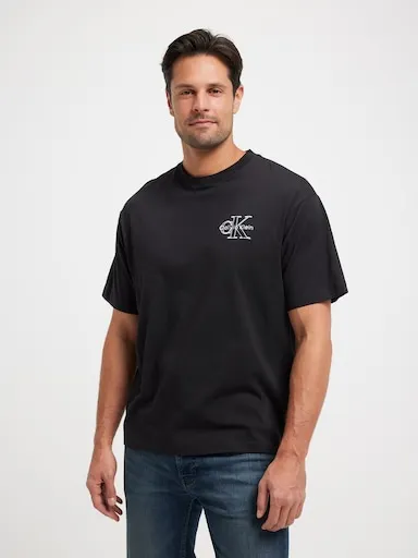 Calvin Klein 30S Micro Monologo Graphic Tee In Black