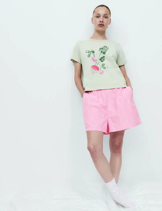 Pure Cotton Striped Pyjama Shorts