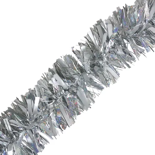 Enchanted Forest® 8' Silver Matte & Embossed Thick Tinsel Christmas Garland