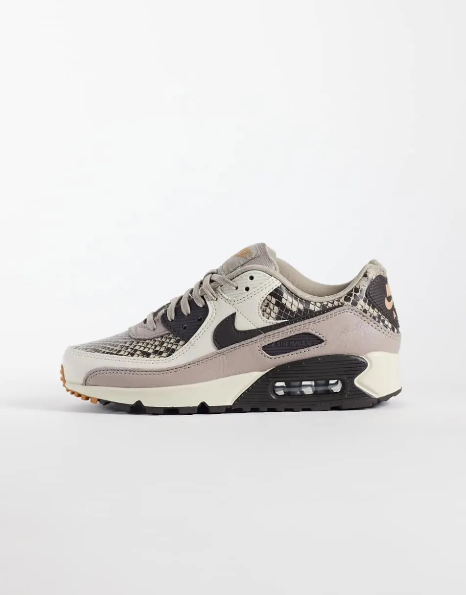 Nike Air Max 90 trainers in brown and snake print