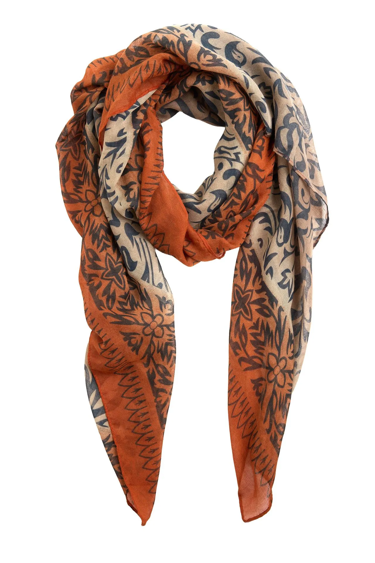 Oranje sjaal met grafische print