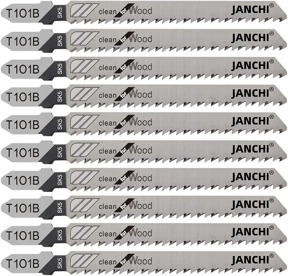 50Pack T101B T-Shank Contractor Jig Saw Blades - 4 Inch 10 TPI Jigsaw Blades Set- Made for High Speed Carbon Steel, Clean and Precise Straight Cutting Wood Boards PVC Plastic