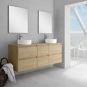 Mueble de baño con lavabo Moon Marrón 160x45 cm con 2 cajones