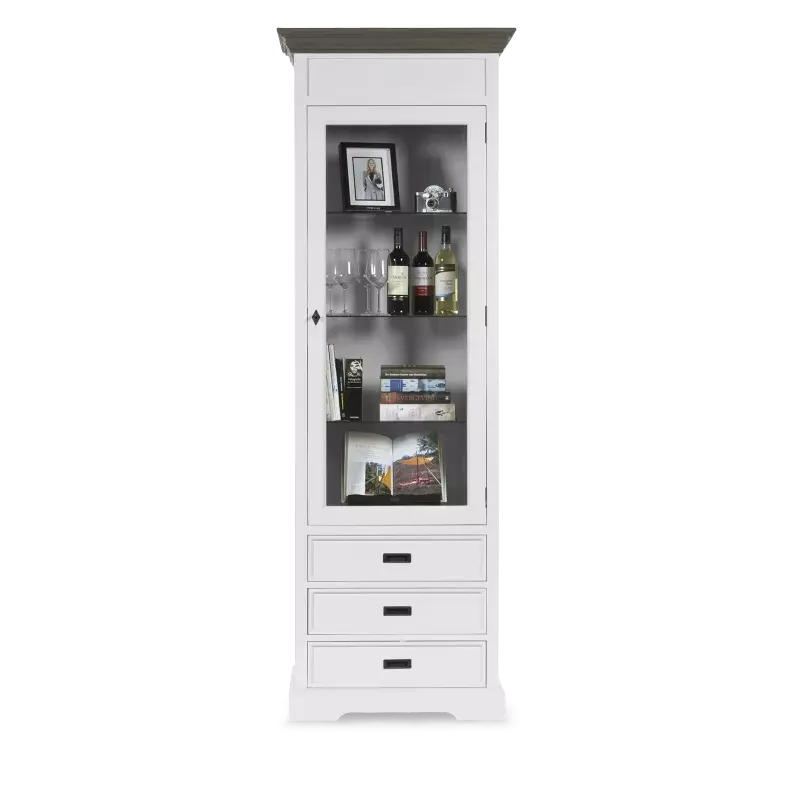Vitrinekast (1 deur) Riverwoods - ClearWhite/Rustic Grey