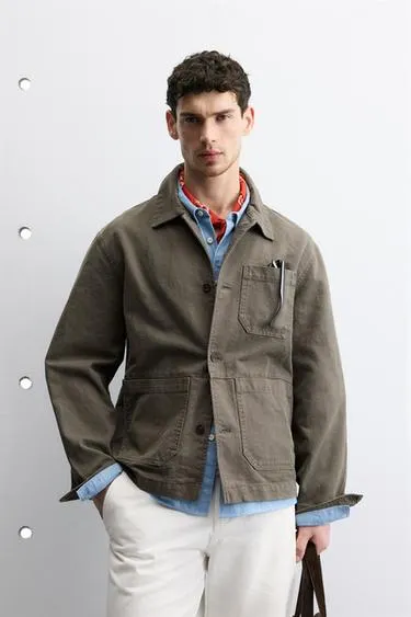 WASHED CANVAS RELAXED FIT OVERSHIRT