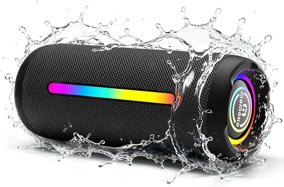 Portable Bluetooth Speaker, IPX7 Waterproof Wireless Speaker, 30W Loud Stereo Sound with Deep Bass, RGB Lights, Bluetooth 5.4, EQ Mode for Home/Party/Outdoor, Birthday Gifts for Men Women(Black)
