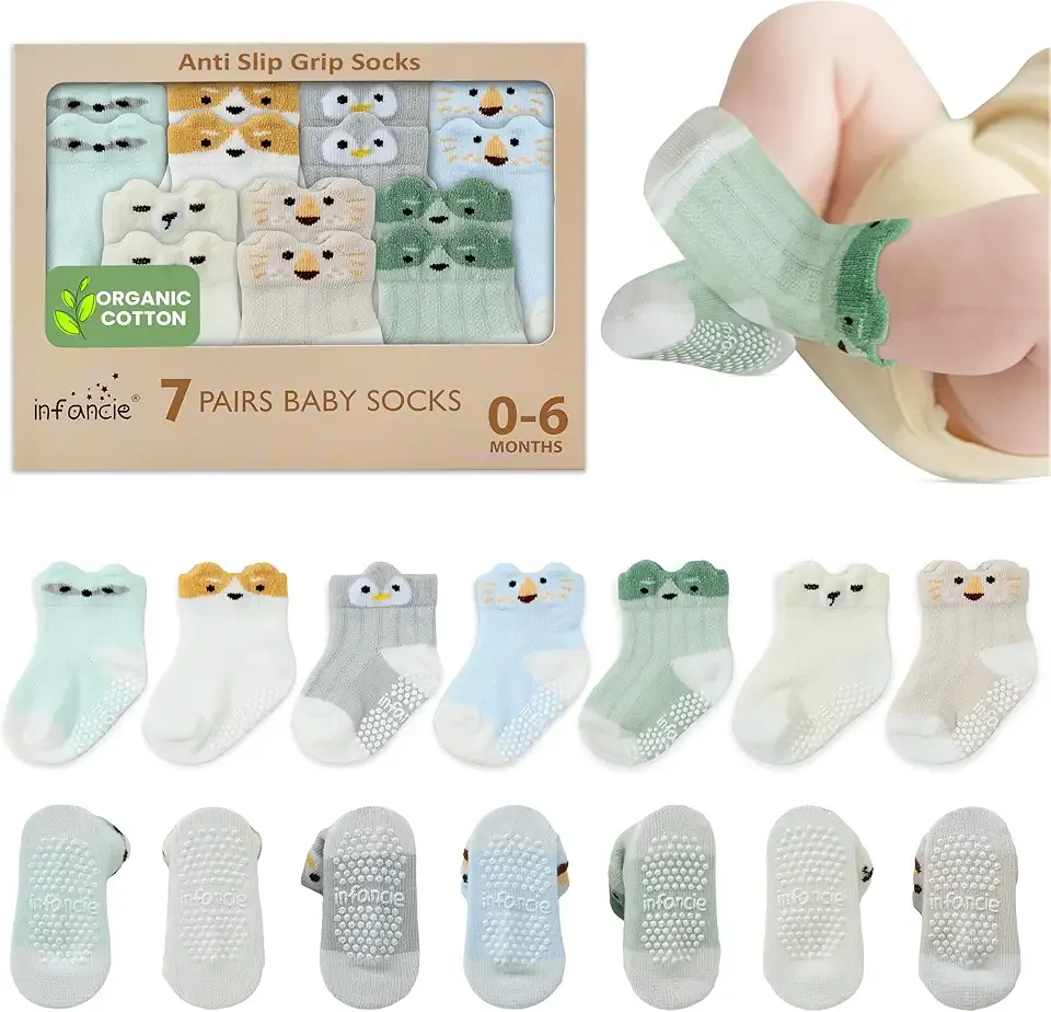Organic Cotton Baby Socks 0-6 Months Soft for Infants, Comfortable and Breathable, Newborn Socks for Girls & boys Gentle Fit, Lightweight and Cozy for Daily Wear Animal Design