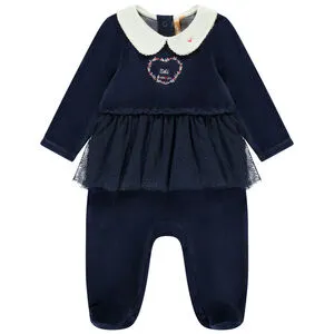 Dors-bien en velours et tulle effet 2 en 1 pour bébé fille